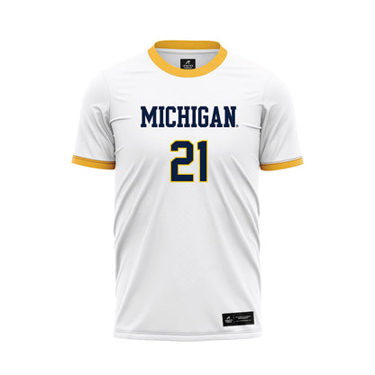 Michigan - NCAA Women's Soccer : Vickie Jones - White Soccer Jersey-0