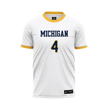 Michigan - NCAA Men's Soccer : Nolan Miller - White Soccer Jersey-0