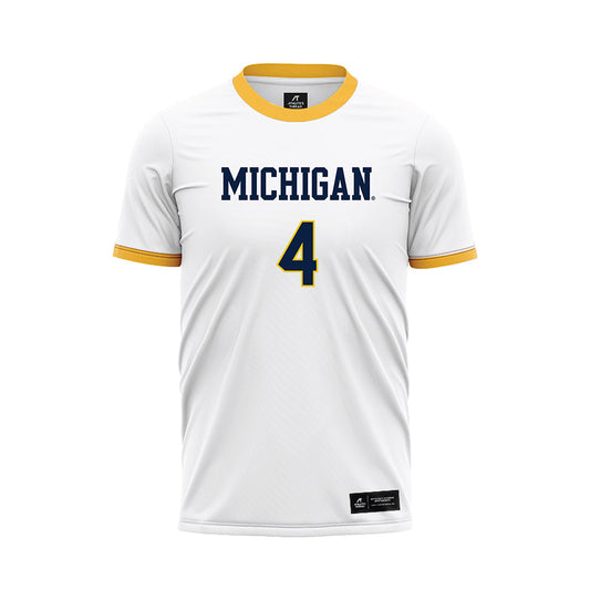 Michigan - NCAA Men's Soccer : Nolan Miller - White Soccer Jersey-0