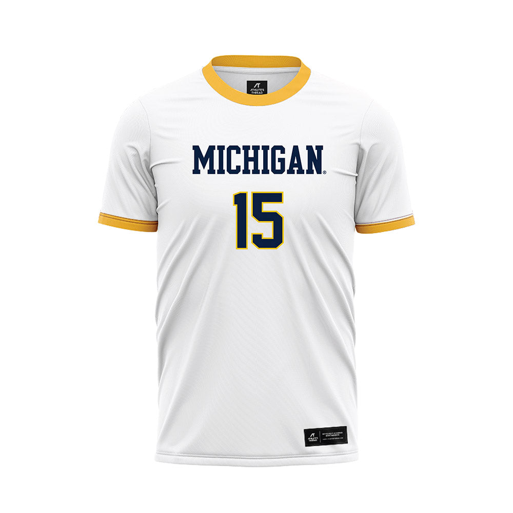 Michigan - NCAA Men's Soccer : Oliver Martin - White Soccer Jersey-0
