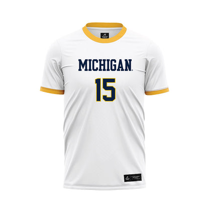 Michigan - NCAA Men's Soccer : Oliver Martin - White Soccer Jersey-0