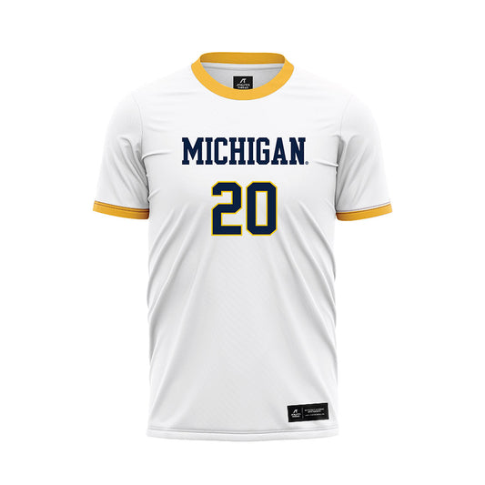 Michigan - NCAA Men's Soccer : Ethan Wood - White Soccer Jersey-0