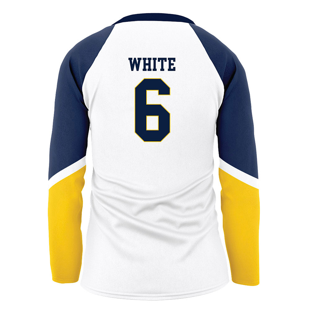Michigan - NCAA Women's Volleyball : Ellie White - White Volleyball Jersey-1