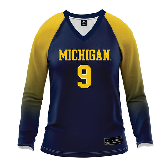 Michigan - NCAA Women's Volleyball : Ella Demetrician - Blue Volleyball Jersey-0