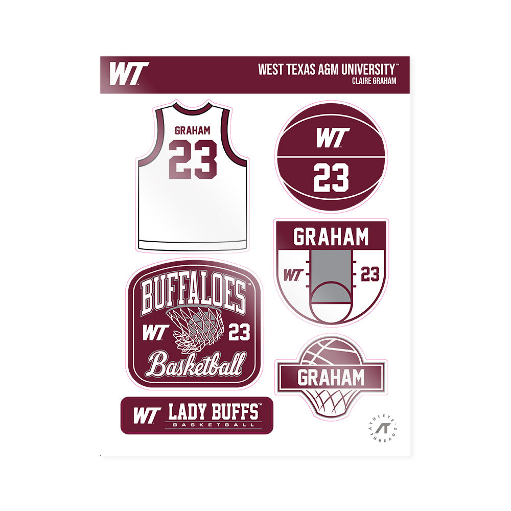 WTAMU - NCAA Women's Basketball : Claire Graham - Sticker Sheet-0