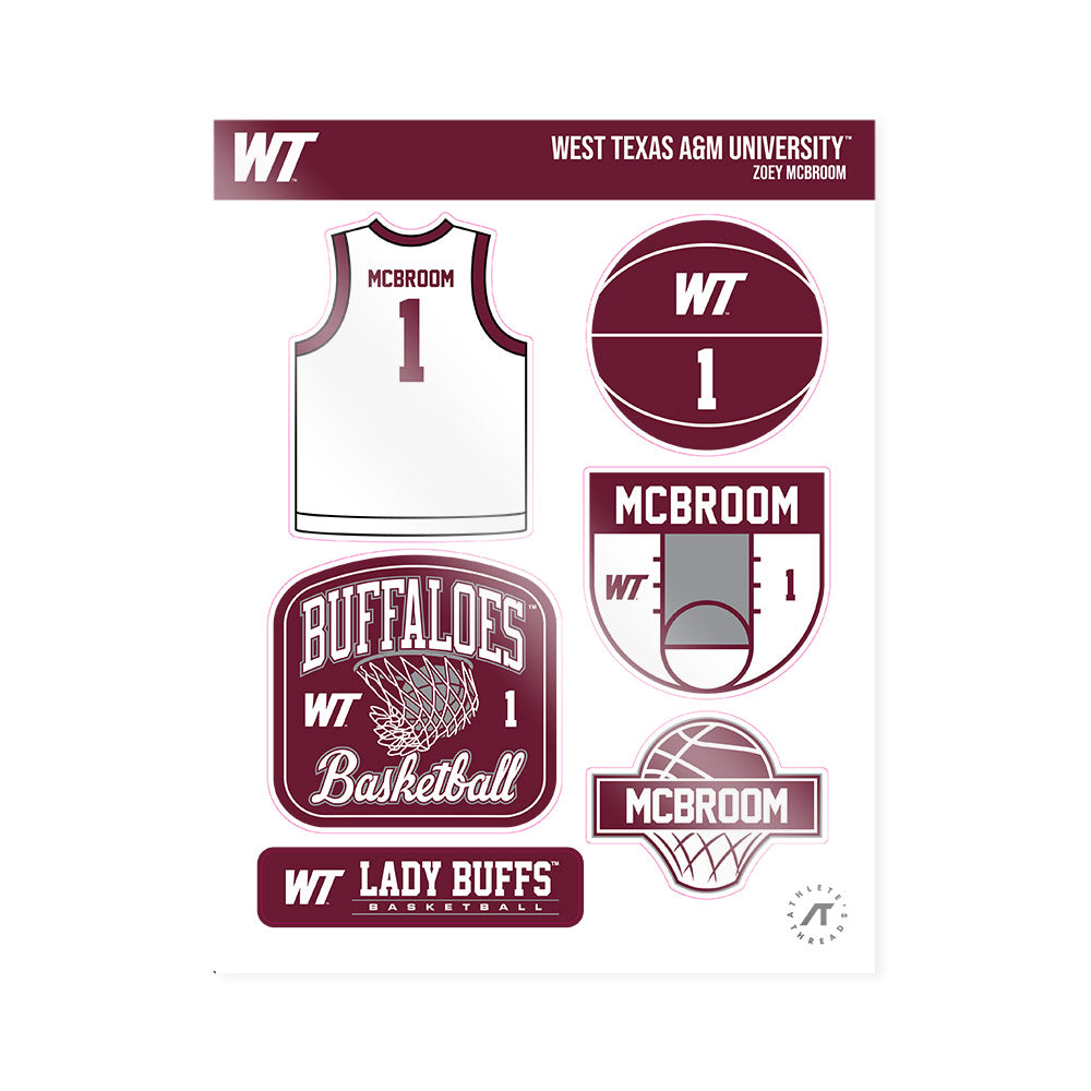 WTAMU - NCAA Women's Basketball : Zoey McBroom - Sticker Sheet-0