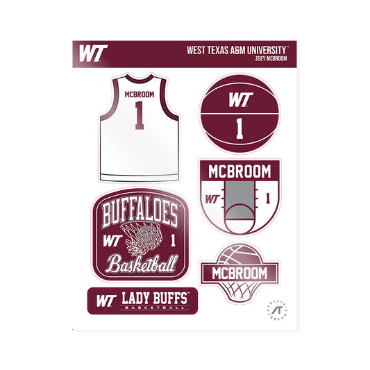 WTAMU - NCAA Women's Basketball : Zoey McBroom - Sticker Sheet-0