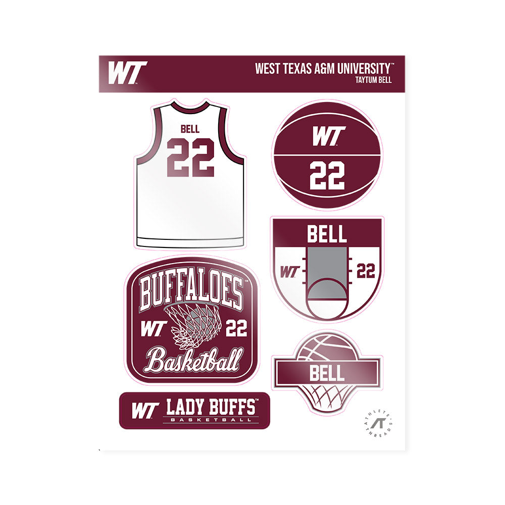 WTAMU - NCAA Women's Basketball : Taytum Bell - Sticker Sheet-0