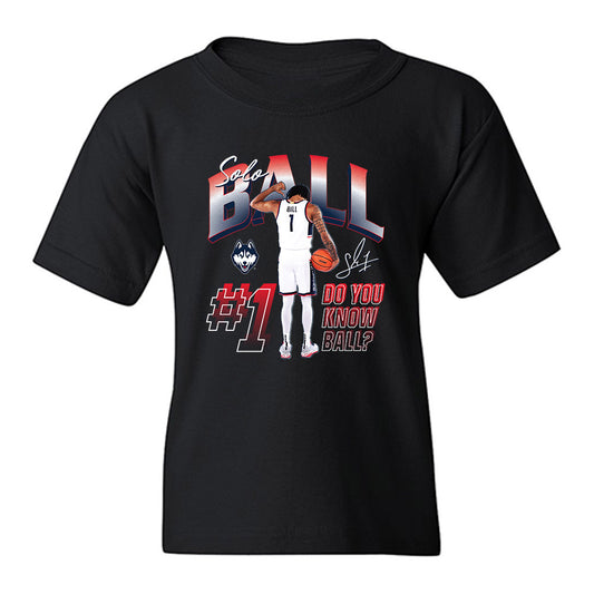 UConn - NCAA Men's Basketball : Solo Ball - Collage Youth T-Shirt-0