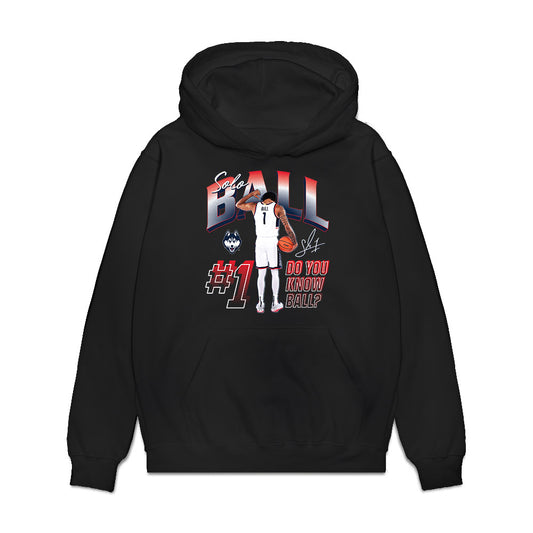 UConn - NCAA Men's Basketball : Solo Ball - Collage Premium Hooded Sweatshirt-0