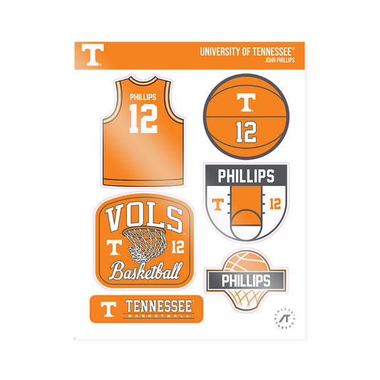Tennessee - NCAA Men's Basketball : John Phillips - Sticker Sheet-0