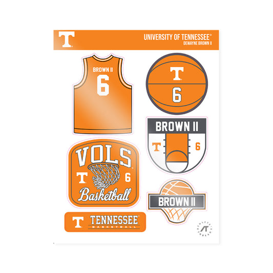 Tennessee - NCAA Men's Basketball : Dewayne Brown II - Sticker Sheet-0