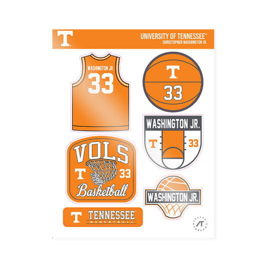 Tennessee - NCAA Men's Basketball : Christopher Washington Jr. - Sticker Sheet-0