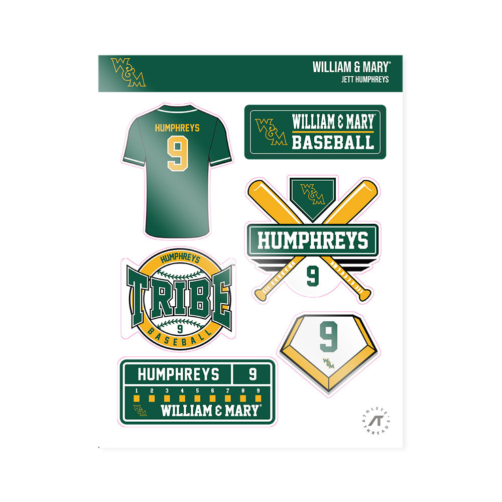 William & Mary - NCAA Baseball : Jett Humphreys - Sticker Sheet-0