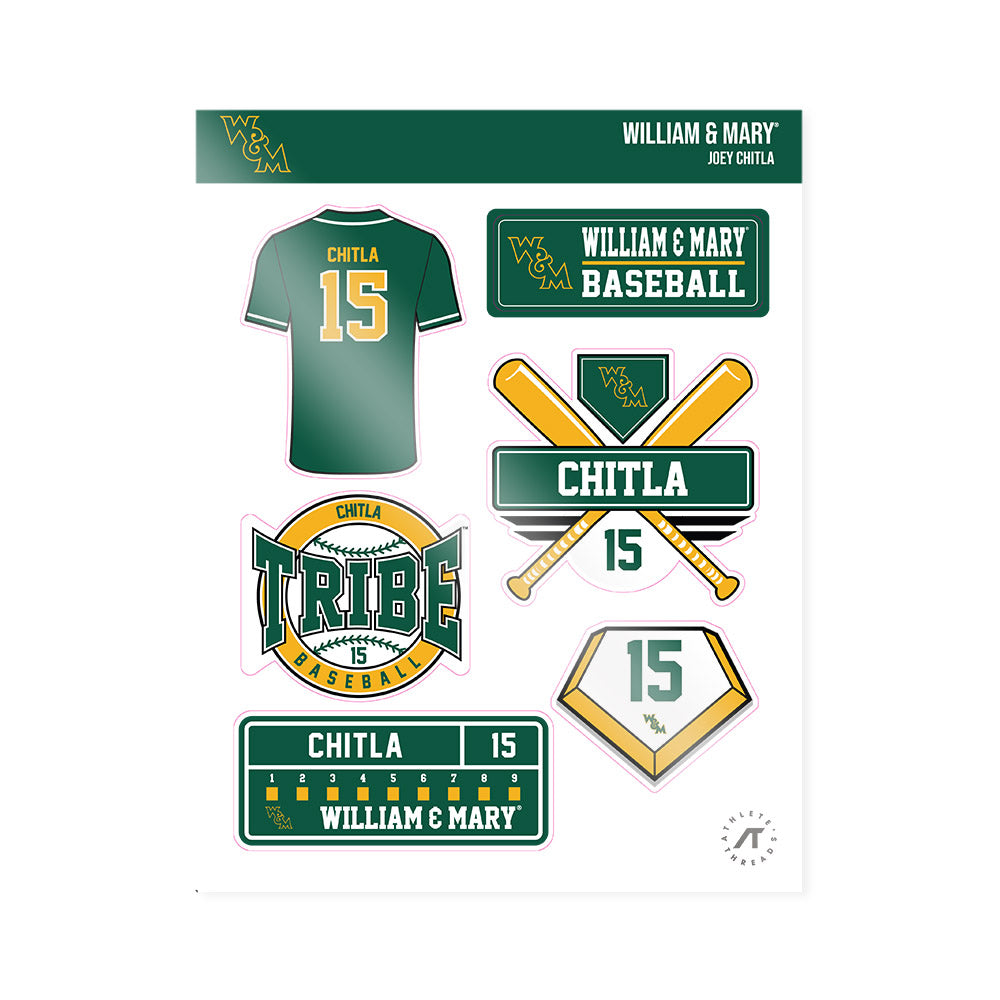William & Mary - NCAA Baseball : Joey Chitla - Sticker Sheet-0