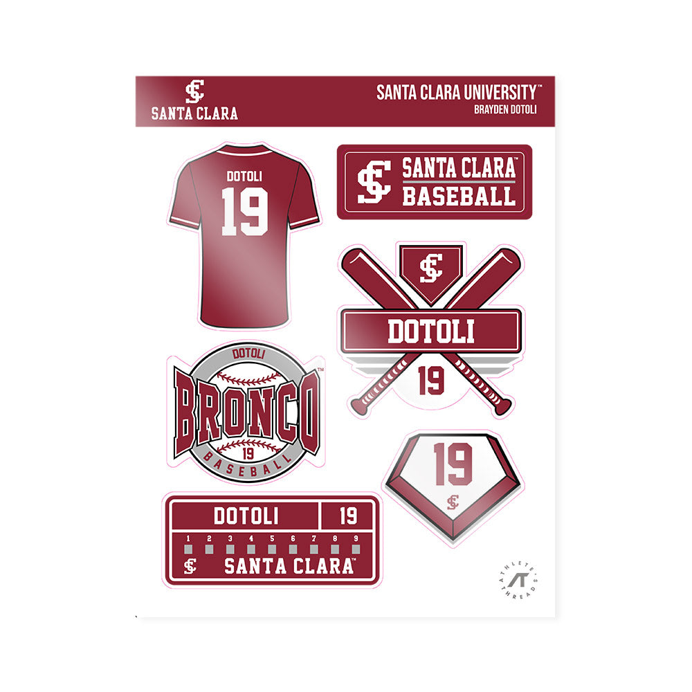 SCU - NCAA Baseball : Brayden Dotoli - Sticker Sheet-0
