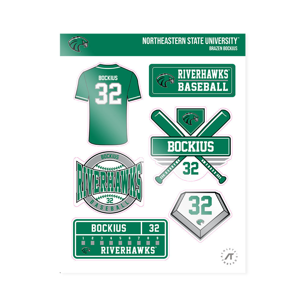 Northeastern State - NCAA Baseball : Brazen Bockius - Sticker Sheet-0