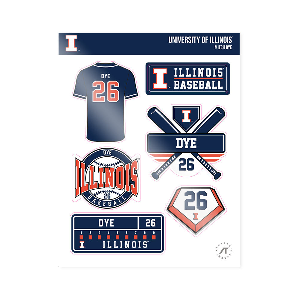 Illinois - NCAA Baseball : Mitch Dye - Sticker Sheet-0
