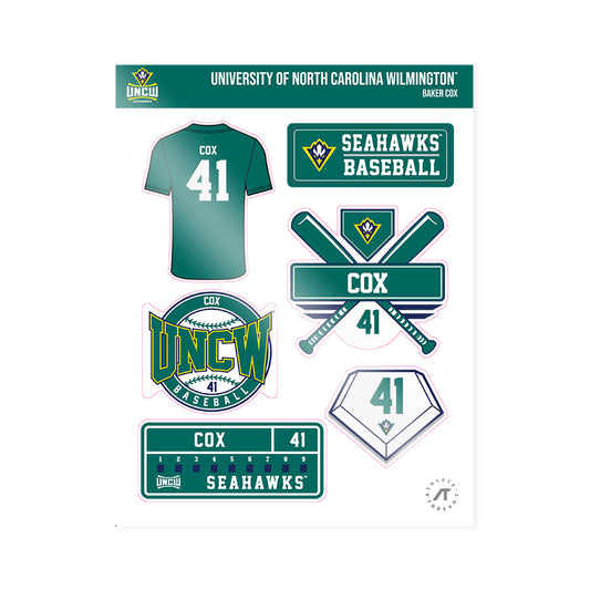 UNC Wilmington - NCAA Baseball : Baker Cox - Sticker Sheet-0