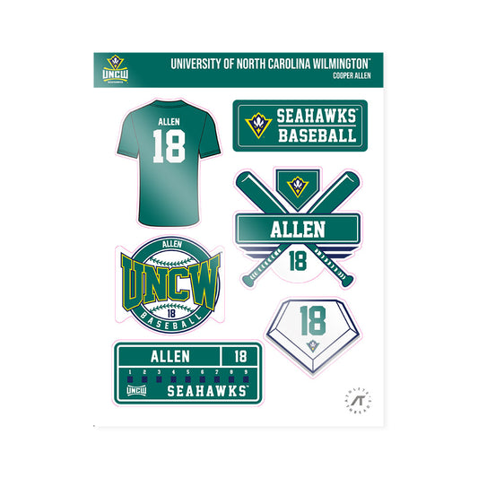 UNC Wilmington - NCAA Baseball : Cooper Allen - Sticker Sheet-0