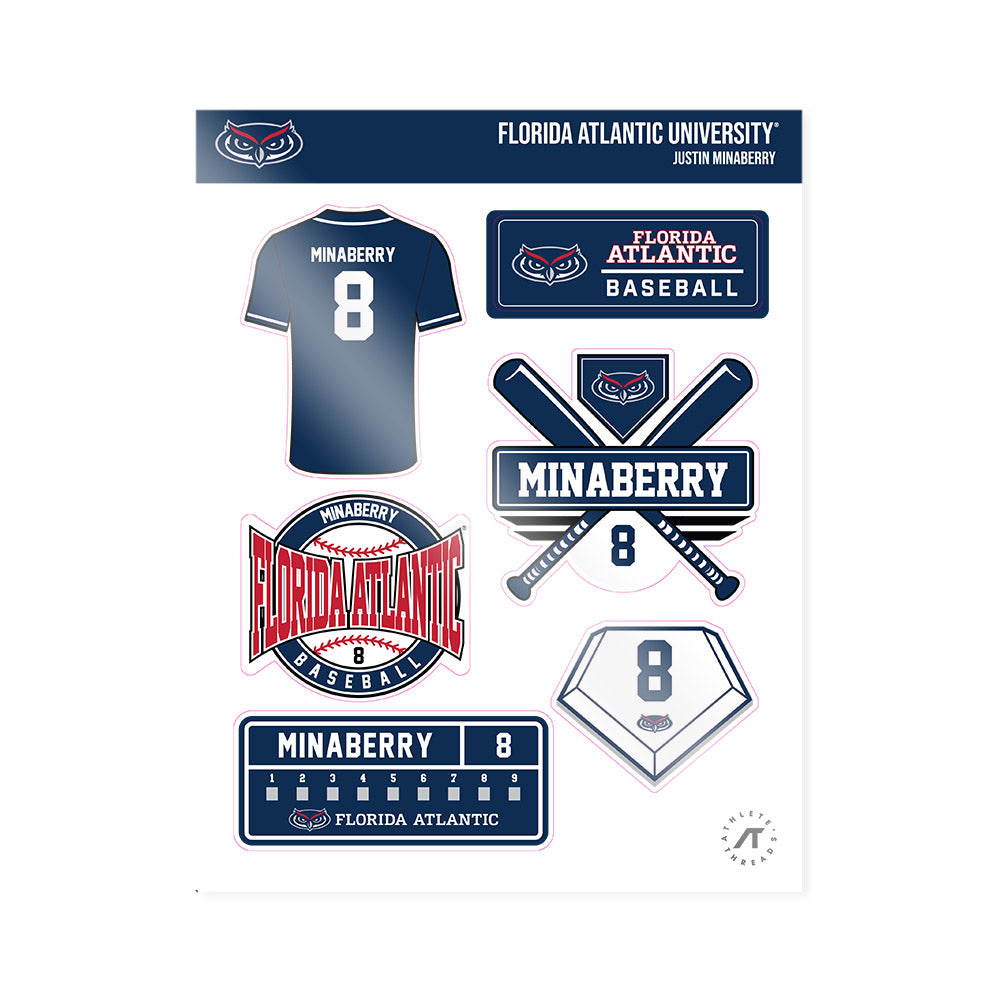 FAU - NCAA Baseball : Justin Minaberry - Sticker Sheet-0