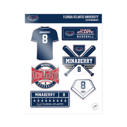 FAU - NCAA Baseball : Justin Minaberry - Sticker Sheet-0
