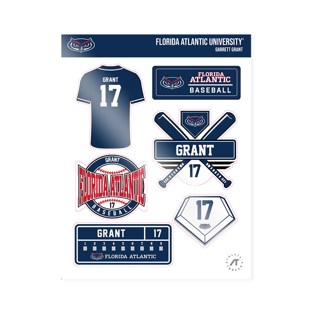 FAU - NCAA Baseball : Garrett Grant - Sticker Sheet-0