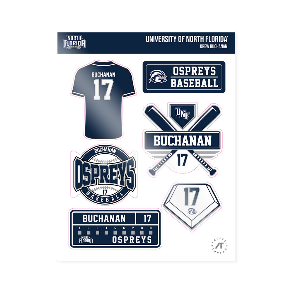 UNF - NCAA Baseball : Drew Buchanan - Sticker Sheet-0