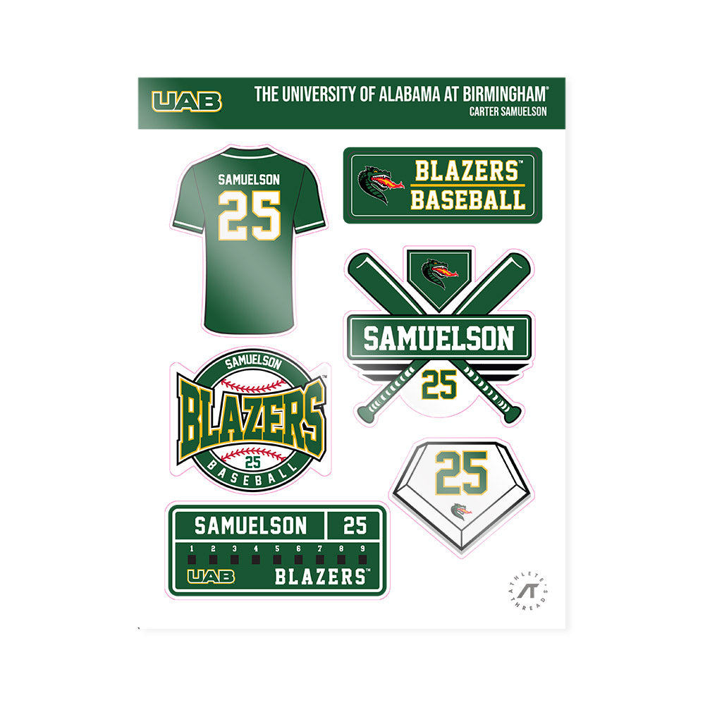 UAB - NCAA Baseball : Carter Samuelson - Sticker Sheet-0