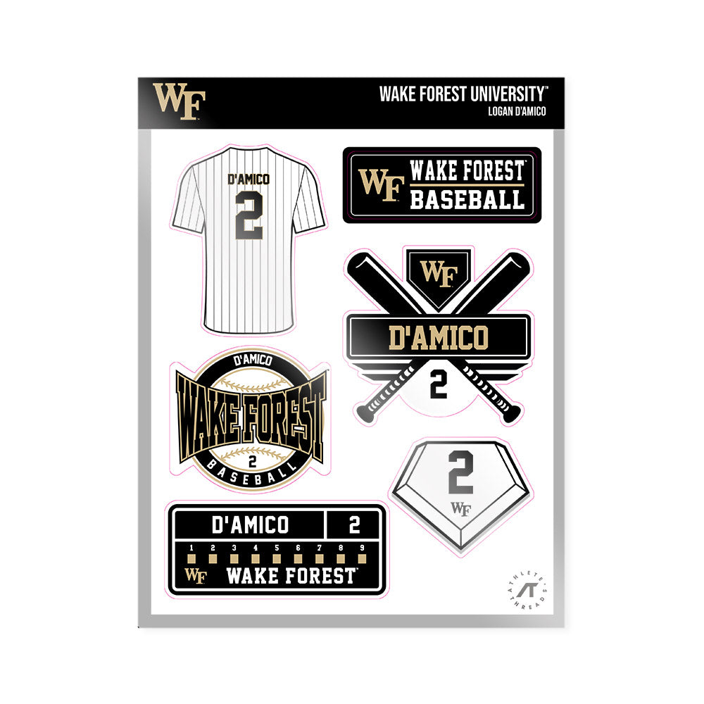Wake Forest - NCAA Baseball : Logan D'Amico - Sticker Sheet-0