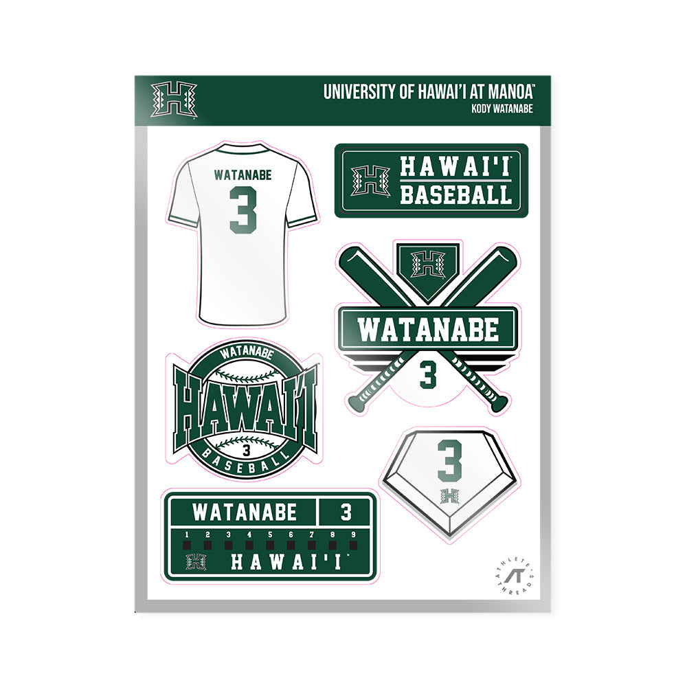 Hawaii - NCAA Baseball : Kody Watanabe - Sticker Sheet-0