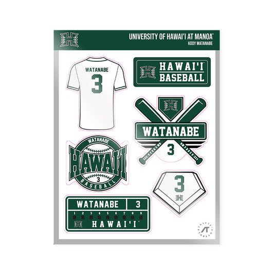 Hawaii - NCAA Baseball : Kody Watanabe - Sticker Sheet-0