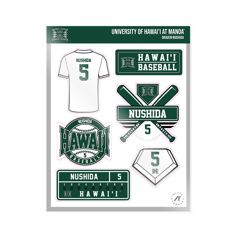 Hawaii - NCAA Baseball : Draven Nushida - Sticker Sheet-0