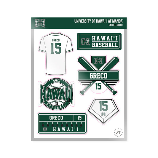 Hawaii - NCAA Baseball : Garrett Greco - Sticker Sheet-0