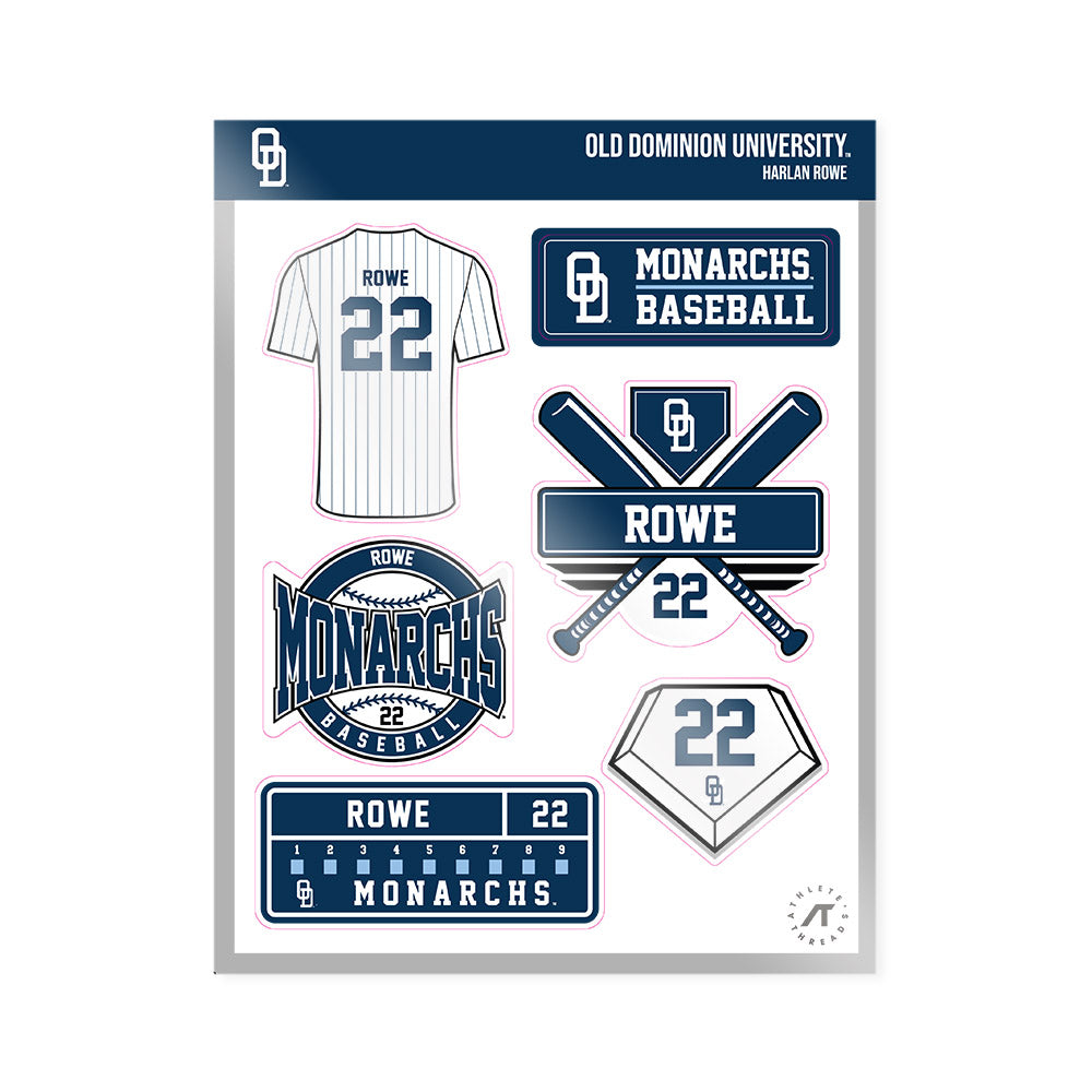 Old Dominion - NCAA Baseball : Harlan Rowe - Sticker Sheet-0