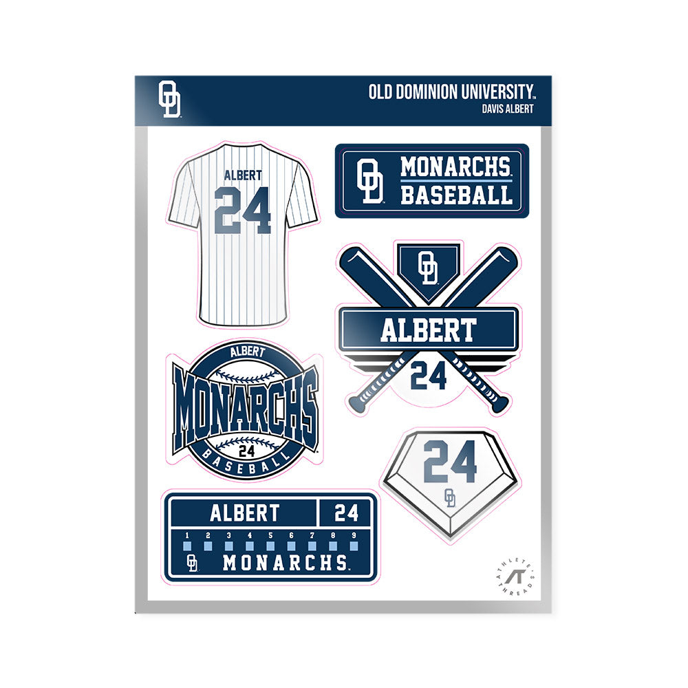 Old Dominion - NCAA Baseball : Davis Albert - Sticker Sheet-0