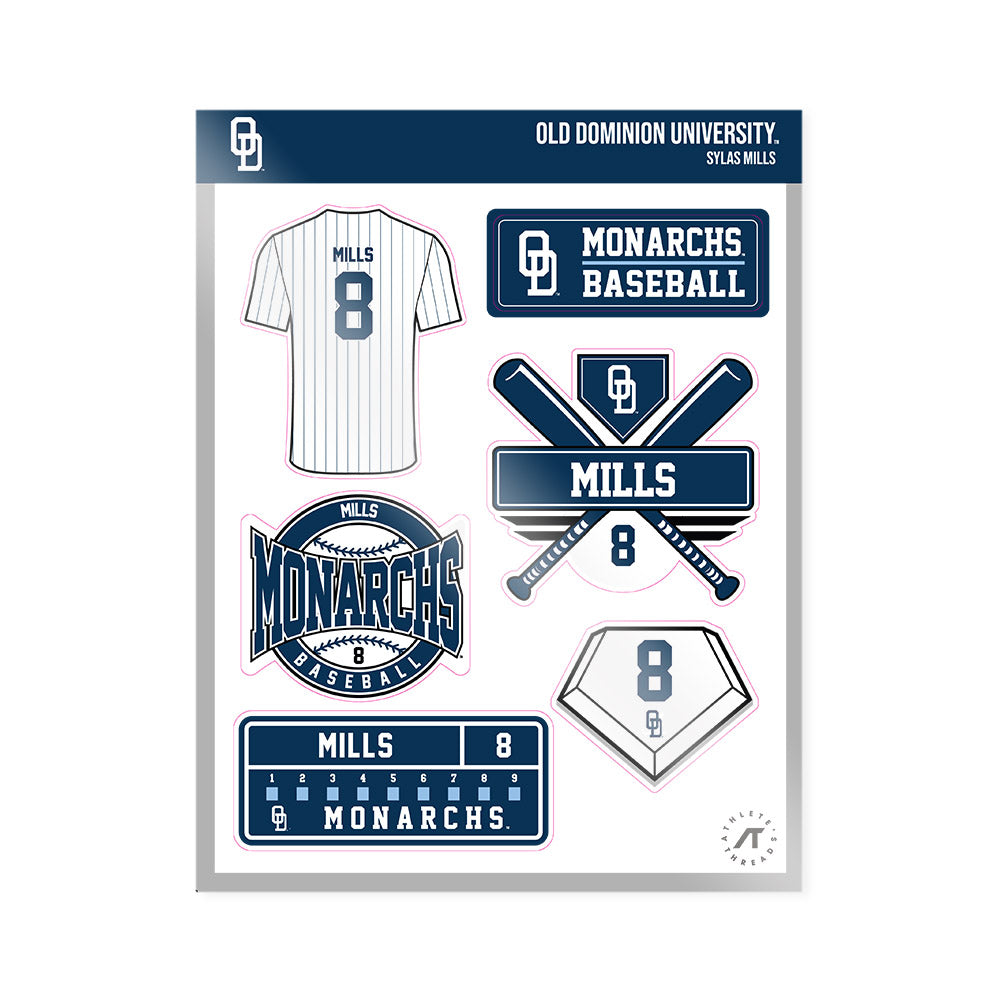 Old Dominion - NCAA Baseball : Sylas Mills - Sticker Sheet-0