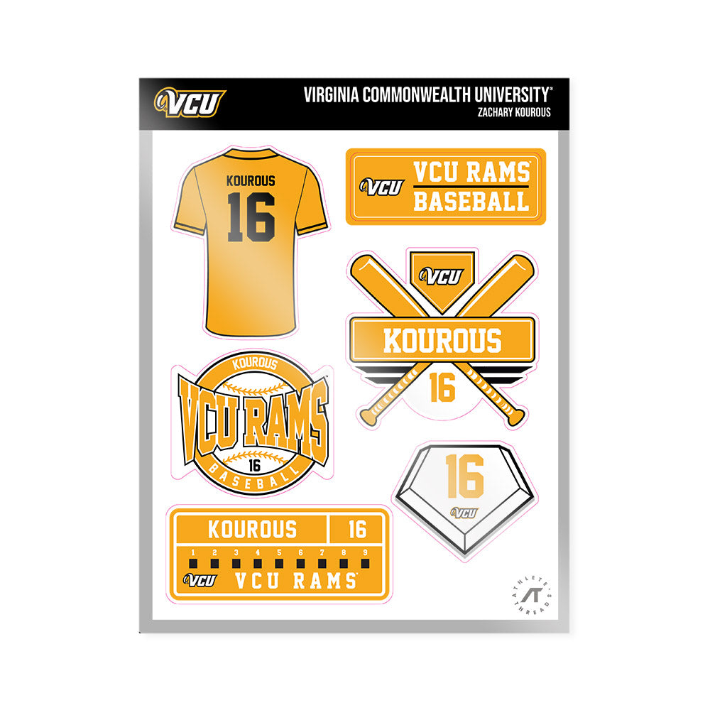 VCU - NCAA Baseball : Zachary Kourous - Sticker Sheet-0
