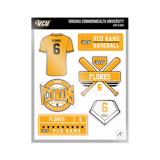 VCU - NCAA Baseball : Nick Flores - Sticker Sheet-0