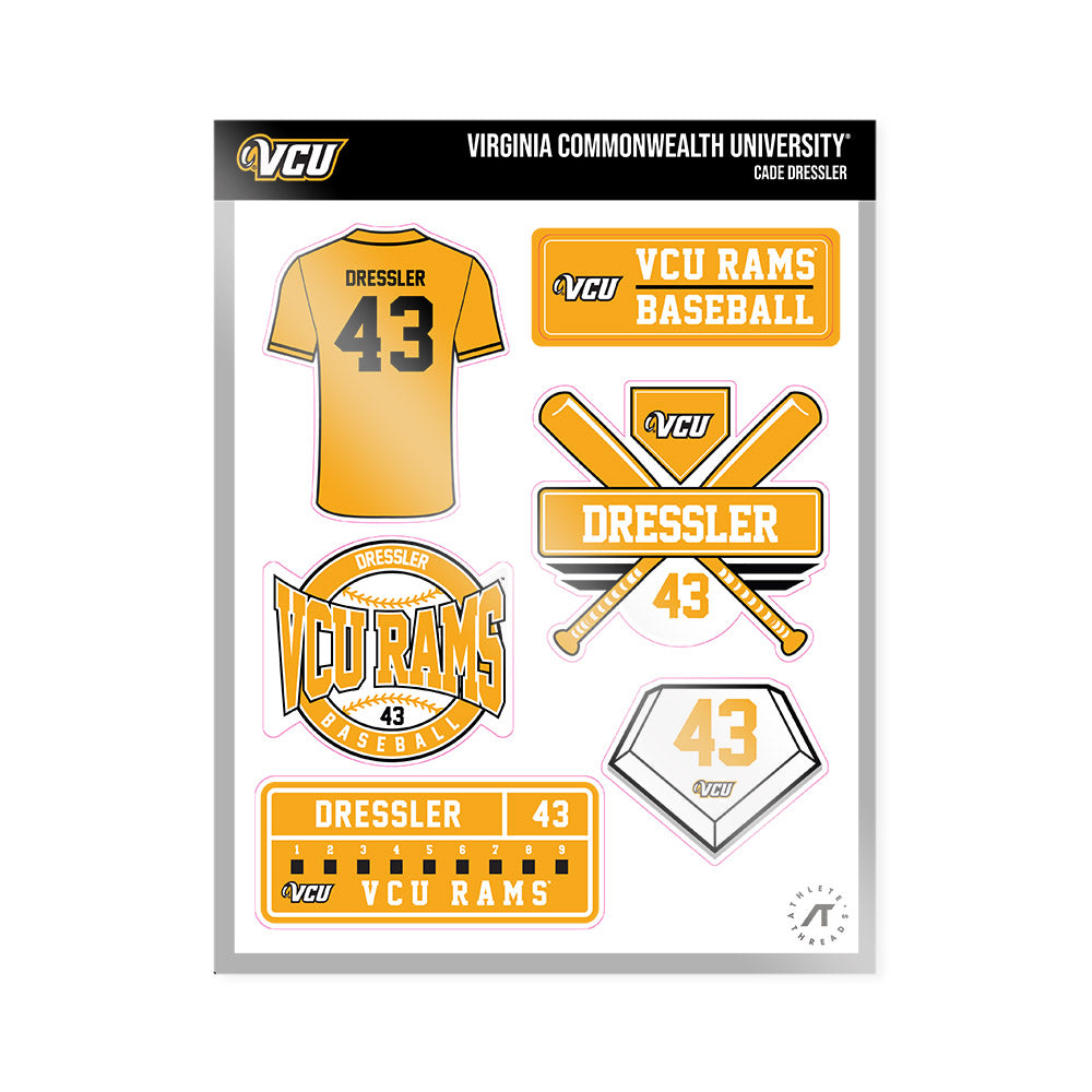 VCU - NCAA Baseball : Cade Dressler - Sticker Sheet-0