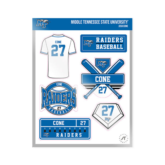 MTSU - NCAA Baseball : Josh Cone - Sticker Sheet-0