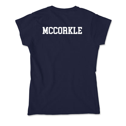 MSMU - NCAA Men's Swimming & Diving : Evan McCorkle - Soft Style Women’s T-Shirt-1