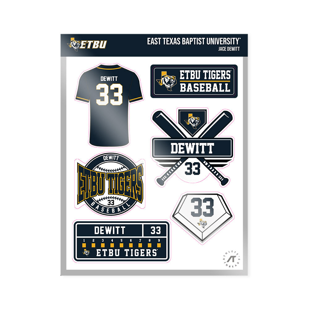 ETBU - NCAA Baseball : Jace DeWitt - Sticker Sheet-0