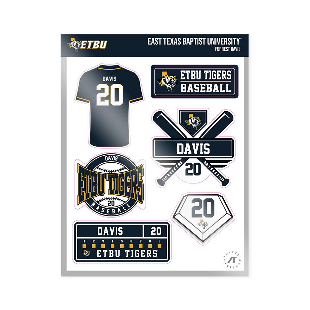 ETBU - NCAA Baseball : Forrest Davis - Sticker Sheet-0