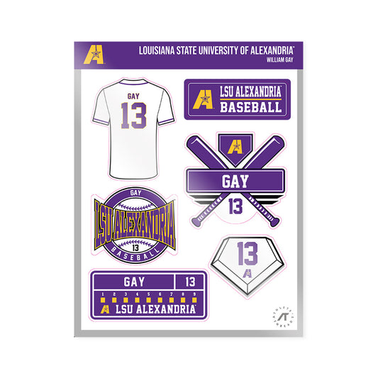 LSUA - NCAA Baseball : William Gay - Sticker Sheet-0