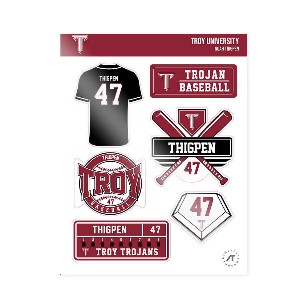 Troy - NCAA Baseball : Noah Thigpen - Sticker Sheet-0