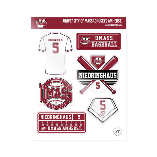 UMass - NCAA Baseball : Jack Niedringhaus - Sticker Sheet-0