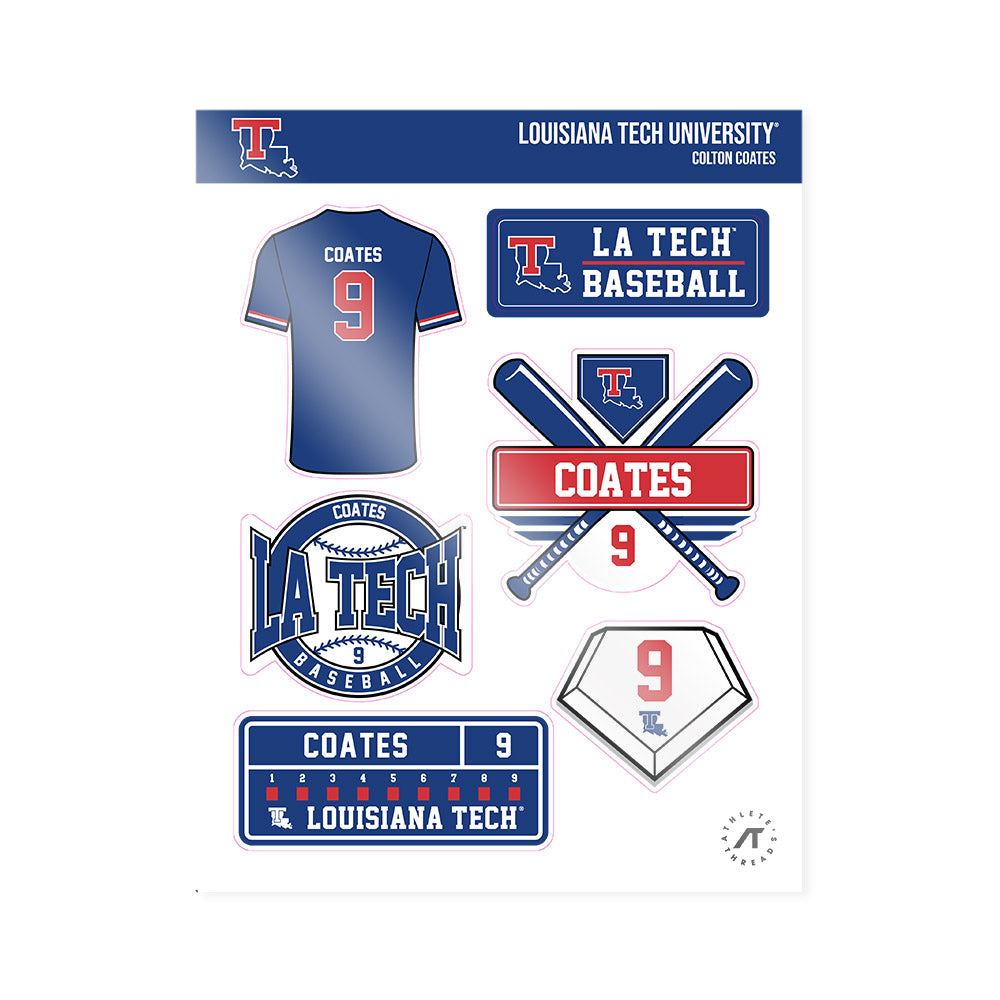 LA Tech - NCAA Baseball : Colton Coates - Sticker Sheet-0