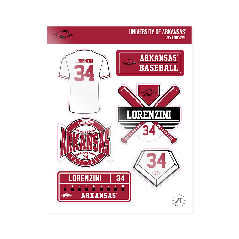 Arkansas - NCAA Baseball : Joey Lorenzini - Sticker Sheet-0
