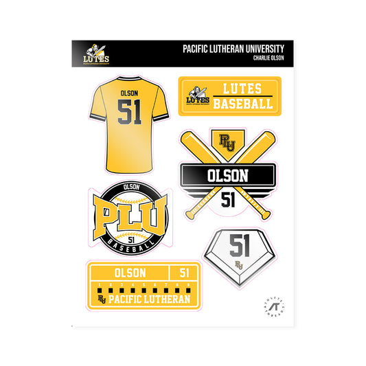 PLU - NCAA Baseball : Charlie Olson - Sticker Sheet-0